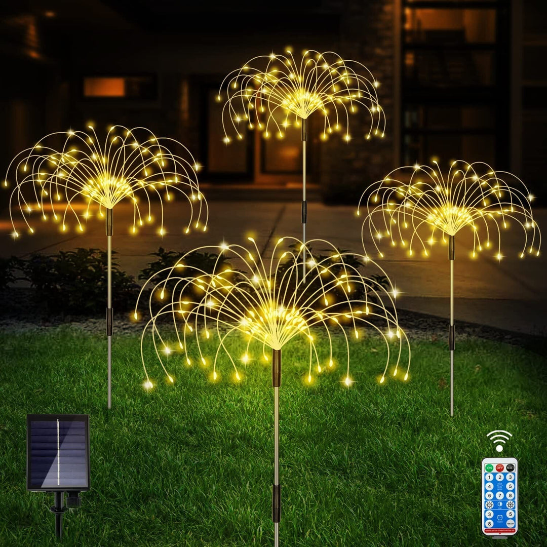 Lisslune | 4-Pack: Solar Lights Outdoor, Warm White Garden Lights