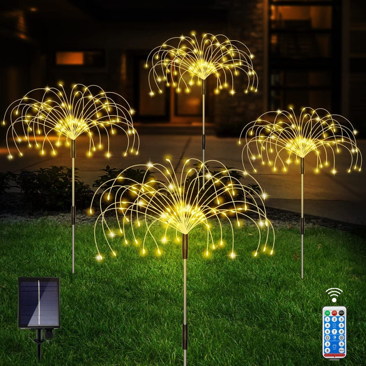 Lisslune | 4-Pack: Solar Lights Outdoor, Warm White Garden Lights