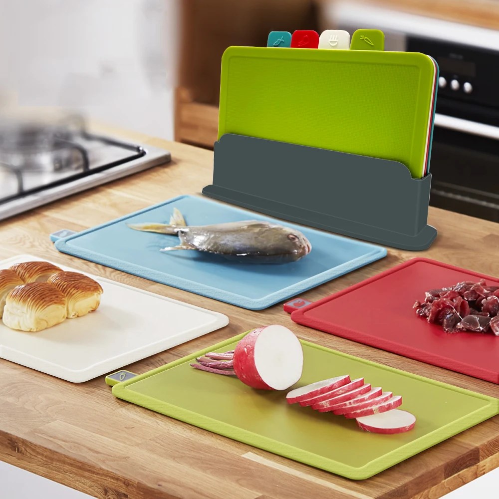 Lisslune | 4-Piece Chopping Board Set with Holder - PrepTidy