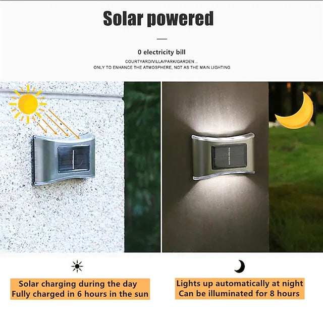 Lisslune | 4-piece: Solar Outdoor 6 LED Waterproof Wall Lights