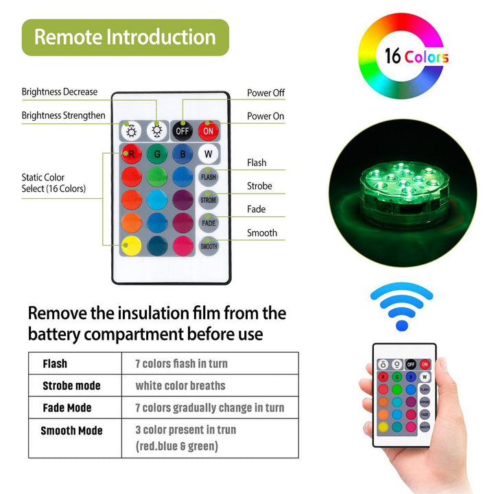 Lisslune | 4-Piece: Underwater RGB LED Lights