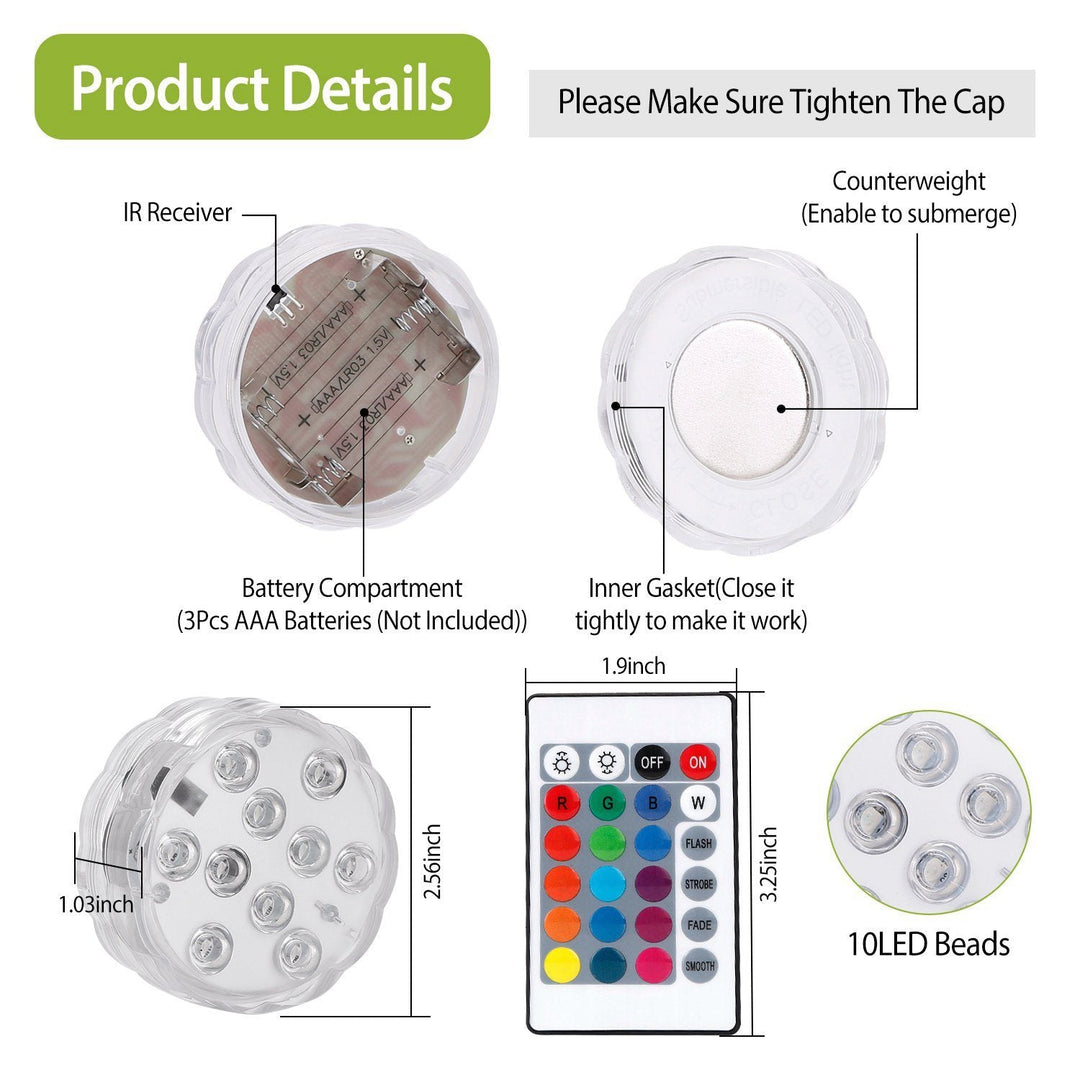 Lisslune | 4-Piece: Underwater RGB LED Lights