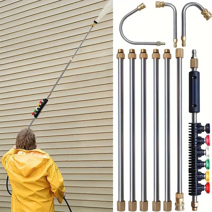 Lisslune | 4000 PSI Telescoping Pressure Washer Wand Kit for Easy Gutter, Roof, and Wall Cleaning
