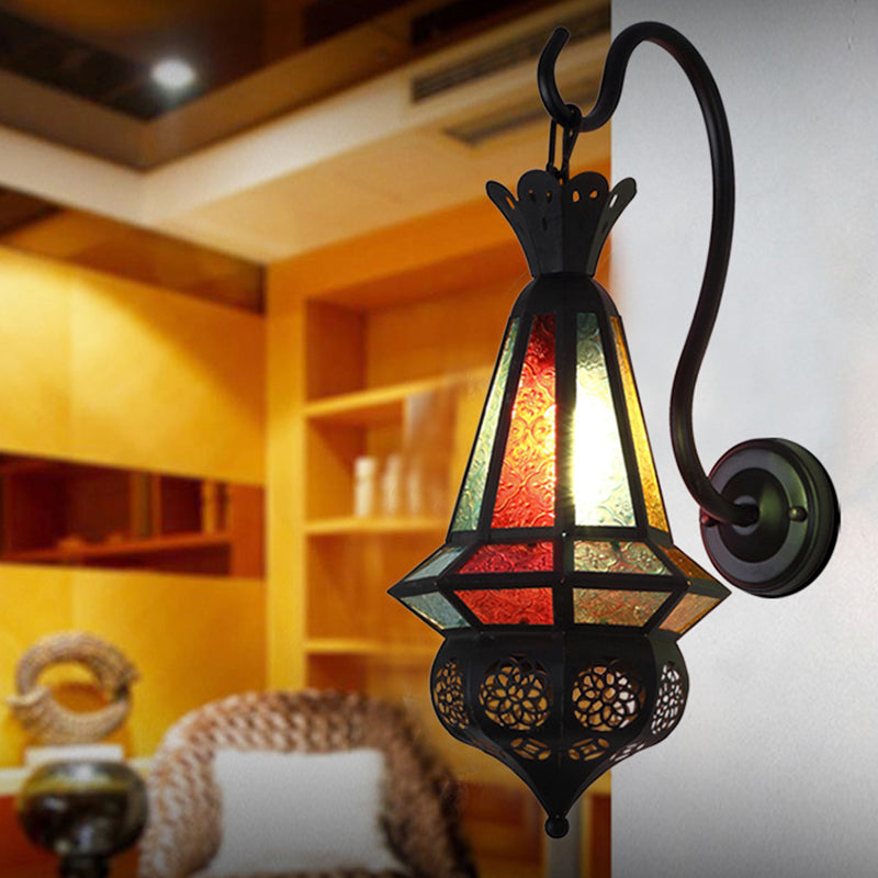 Skørter | Antiqued Cone Wall Mount Lighting 1-Light Iron Wall Lamp in Black for Corner