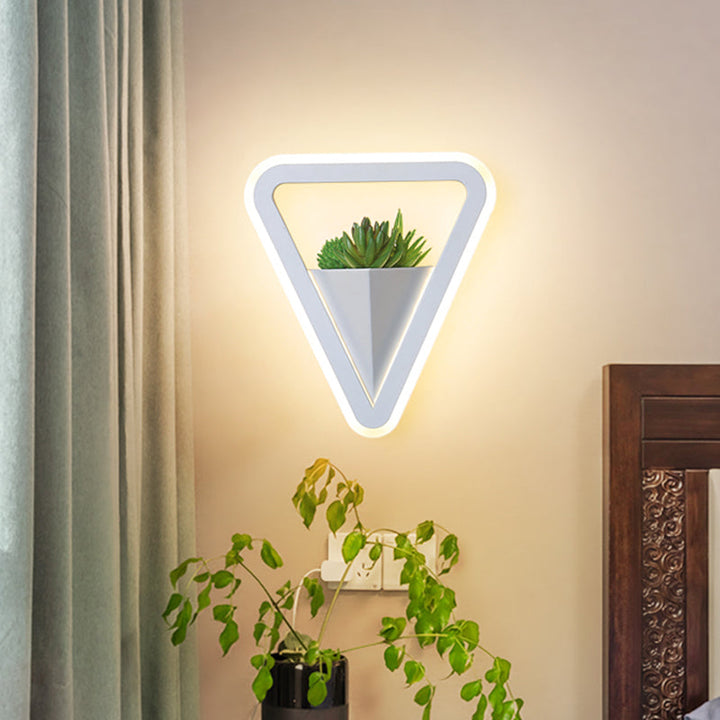 Lisslune | White 1 Bulb Wall Light Minimalistic Acrylic Triangle LED Plant Wall Lamp in Warm/White Light