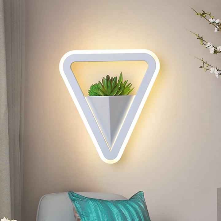 Lisslune | White 1 Bulb Wall Light Minimalistic Acrylic Triangle LED Plant Wall Lamp in Warm/White Light