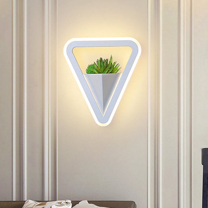 Lisslune | White 1 Bulb Wall Light Minimalistic Acrylic Triangle LED Plant Wall Lamp in Warm/White Light
