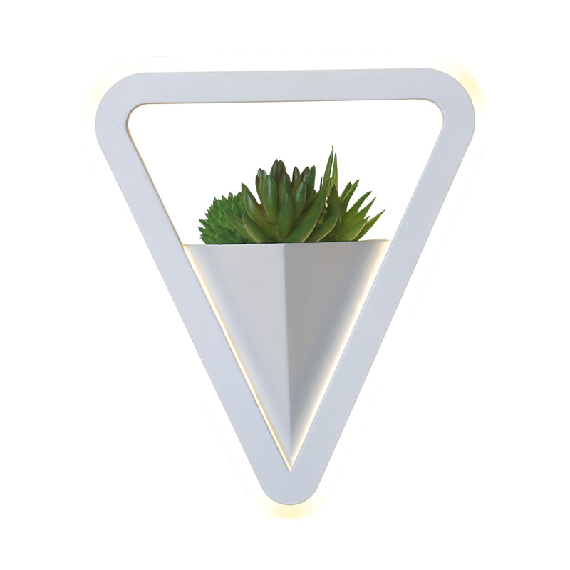 Lisslune | White 1 Bulb Wall Light Minimalistic Acrylic Triangle LED Plant Wall Lamp in Warm/White Light