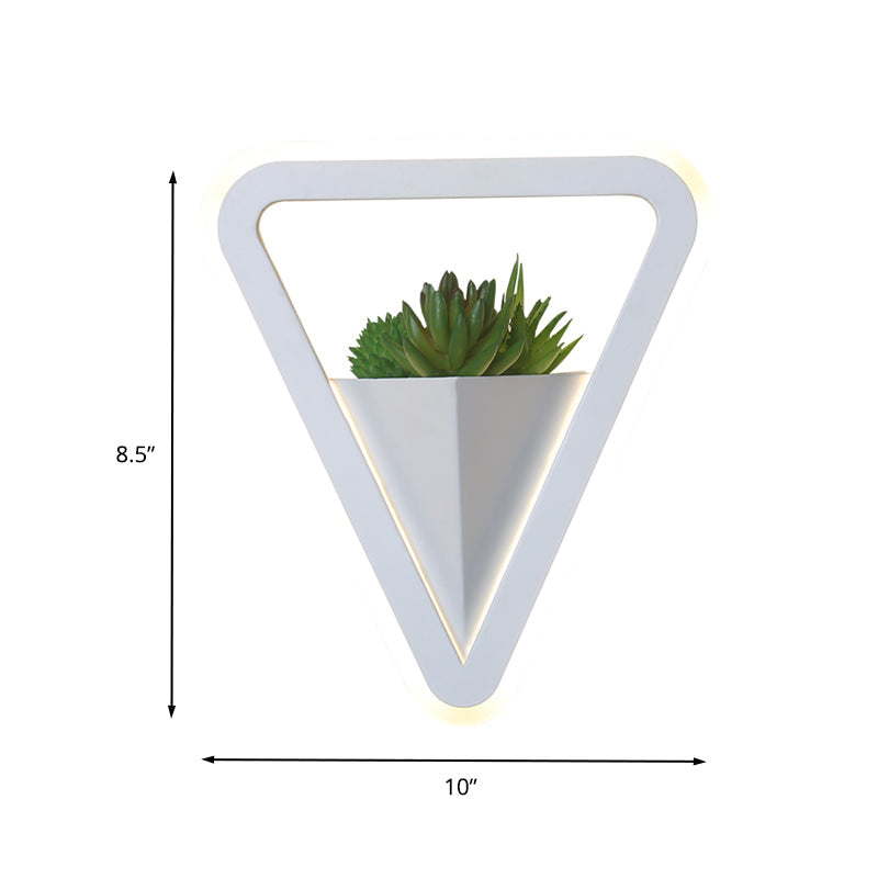 Lisslune | White 1 Bulb Wall Light Minimalistic Acrylic Triangle LED Plant Wall Lamp in Warm/White Light
