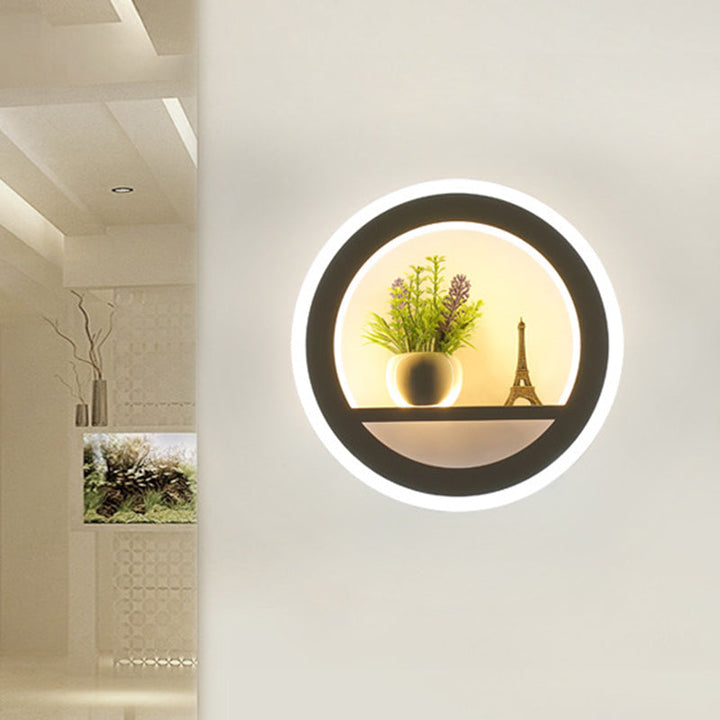 Lisslune | Metal White Wall Lamp Circular 1 Head LED Industrial Wall Light Fixture