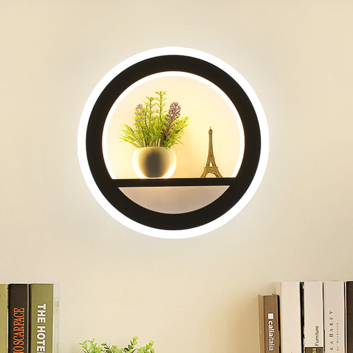Lisslune | Metal White Wall Lamp Circular 1 Head LED Industrial Wall Light Fixture