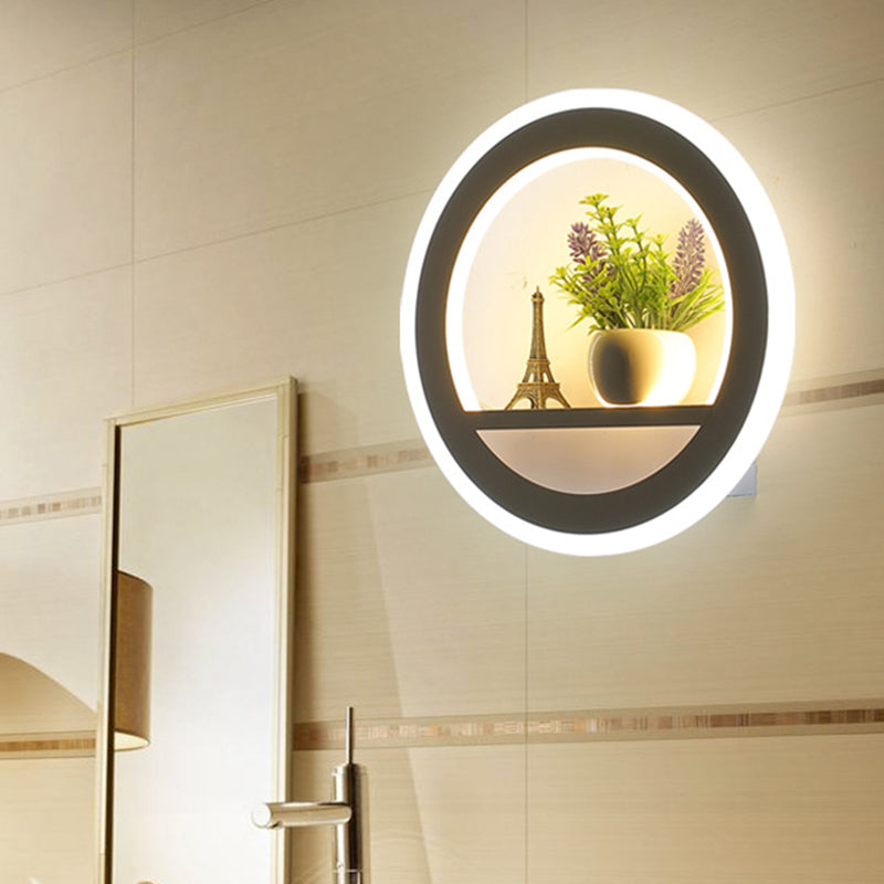 Lisslune | Metal White Wall Lamp Circular 1 Head LED Industrial Wall Light Fixture