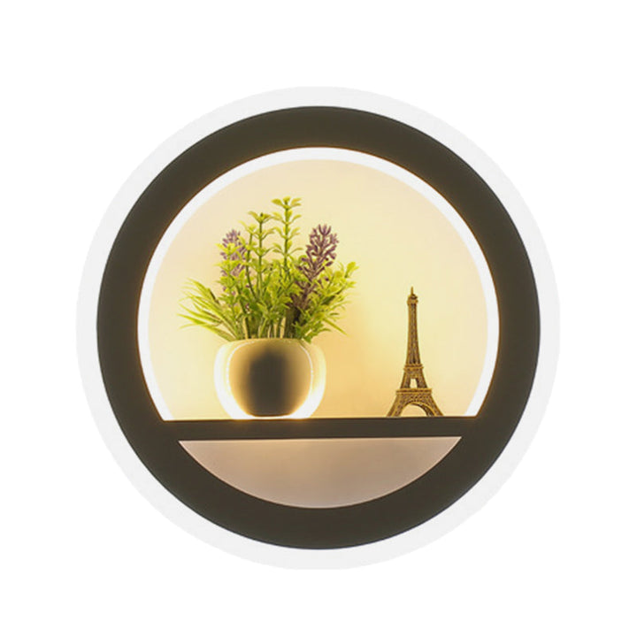 Lisslune | Metal White Wall Lamp Circular 1 Head LED Industrial Wall Light Fixture