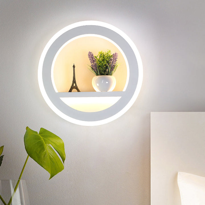 Lisslune | 1 Light Circle Wall Lamp Industrial White Metal LED Plant Wall Light for Bedroom