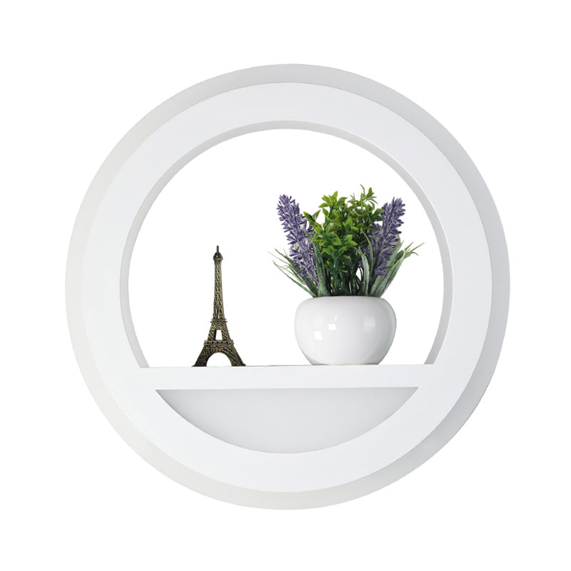 Lisslune | 1 Light Circle Wall Lamp Industrial White Metal LED Plant Wall Light for Bedroom