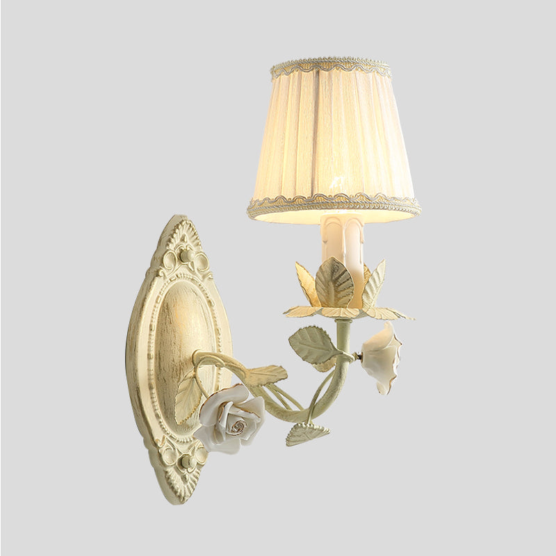Skørter | Beige Conical Wall Lamp Light Parson Metal 1/2 Lamps Bedroom Flower Wall Mount Lamp with Fabric Shade