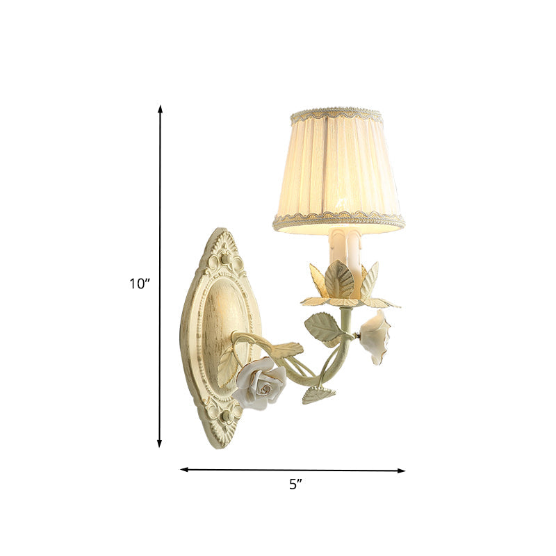 Skørter | Beige Conical Wall Lamp Light Parson Metal 1/2 Lamps Bedroom Flower Wall Mount Lamp with Fabric Shade