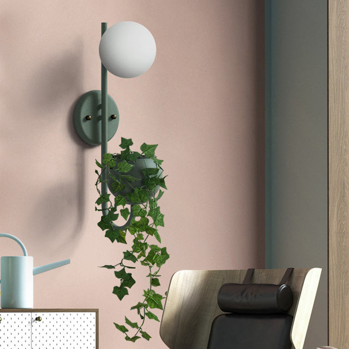 Lisslune | 1 Light Ball Wall Lamp Industrial Yellow/Blue/Green Metal LED Plant Wall Mount Lighting for Restaurant