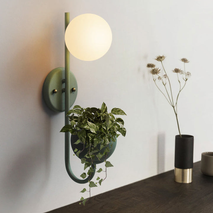 Lisslune | 1 Light Ball Wall Lamp Industrial Yellow/Blue/Green Metal LED Plant Wall Mount Lighting for Restaurant