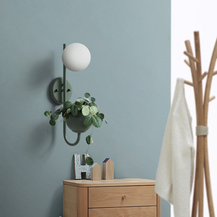 Lisslune | 1 Light Ball Wall Lamp Industrial Yellow/Blue/Green Metal LED Plant Wall Mount Lighting for Restaurant
