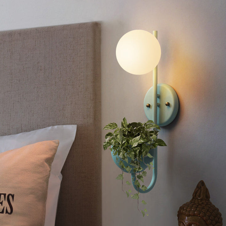 Lisslune | 1 Light Ball Wall Lamp Industrial Yellow/Blue/Green Metal LED Plant Wall Mount Lighting for Restaurant