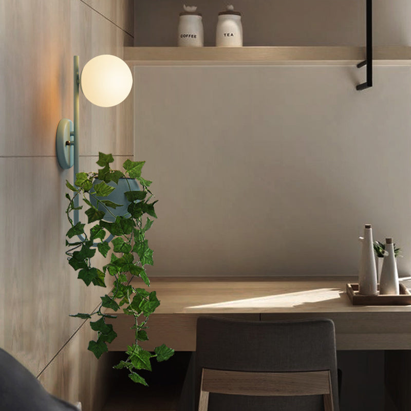 Lisslune | 1 Light Ball Wall Lamp Industrial Yellow/Blue/Green Metal LED Plant Wall Mount Lighting for Restaurant