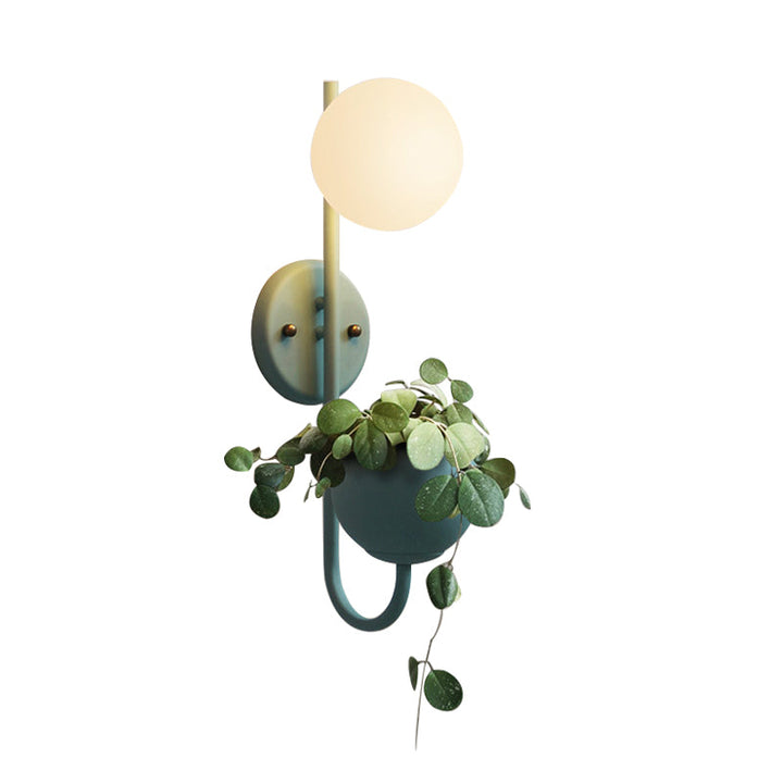 Lisslune | 1 Light Ball Wall Lamp Industrial Yellow/Blue/Green Metal LED Plant Wall Mount Lighting for Restaurant