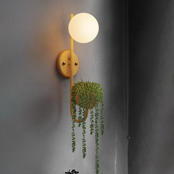 Lisslune | 1 Light Ball Wall Lamp Industrial Yellow/Blue/Green Metal LED Plant Wall Mount Lighting for Restaurant