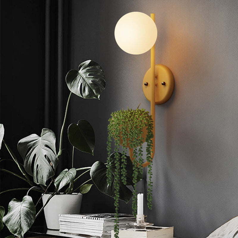 Lisslune | 1 Light Ball Wall Lamp Industrial Yellow/Blue/Green Metal LED Plant Wall Mount Lighting for Restaurant