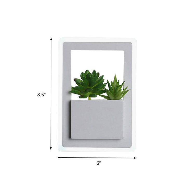 Lisslune | Acrylic White Wall Lamp Round/Rectangular/Diamond LED Industrial Plant Wall Lighting Fixture in Warm/White Light