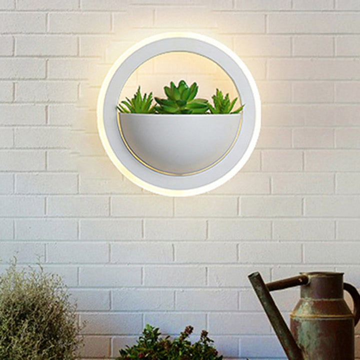 Lisslune | Acrylic White Wall Lamp Round/Rectangular/Diamond LED Industrial Plant Wall Lighting Fixture in Warm/White Light