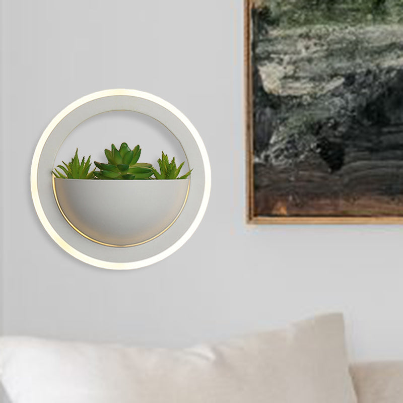 Lisslune | Acrylic White Wall Lamp Round/Rectangular/Diamond LED Industrial Plant Wall Lighting Fixture in Warm/White Light
