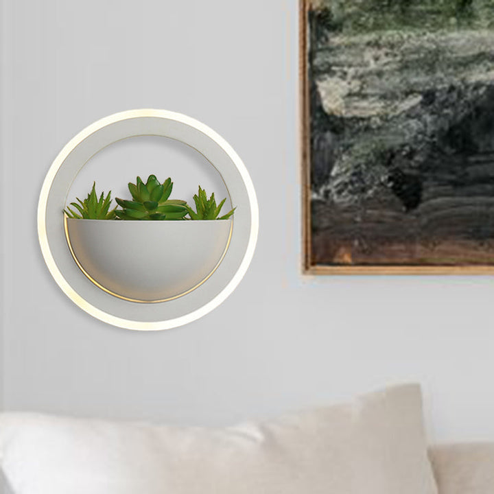 Lisslune | Acrylic White Wall Lamp Round/Rectangular/Diamond LED Industrial Plant Wall Lighting Fixture in Warm/White Light
