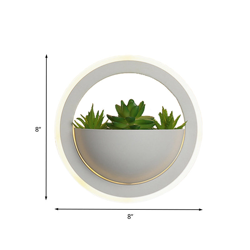 Lisslune | Acrylic White Wall Lamp Round/Rectangular/Diamond LED Industrial Plant Wall Lighting Fixture in Warm/White Light