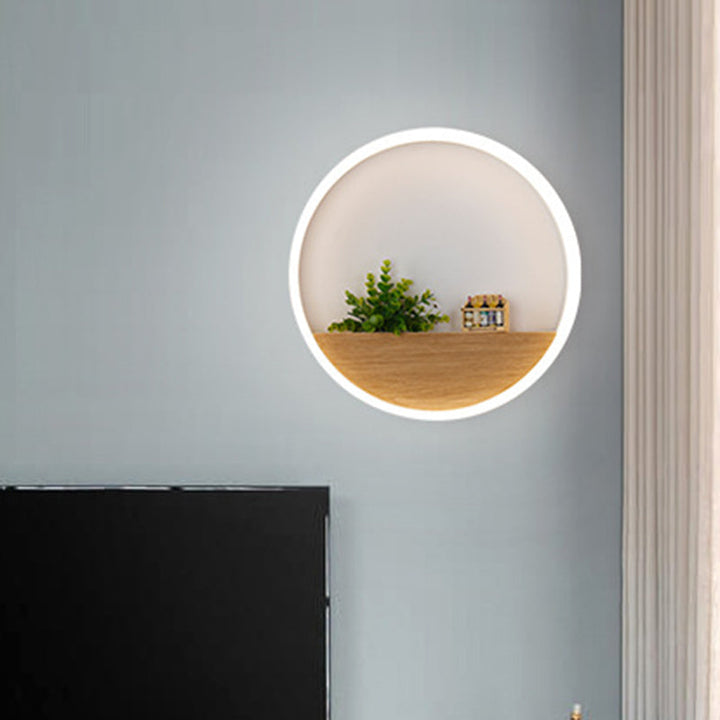 Lisslune | LED Acrylic Wall Light Simple White Round Living Room Plants Wall Mount Light, 8"/12"/16" Diameter