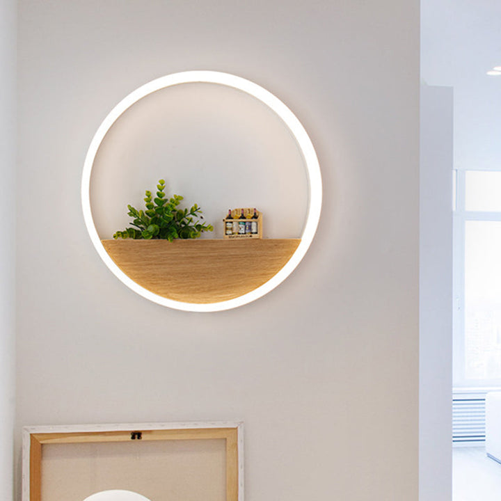 Lisslune | LED Acrylic Wall Light Simple White Round Living Room Plants Wall Mount Light, 8"/12"/16" Diameter