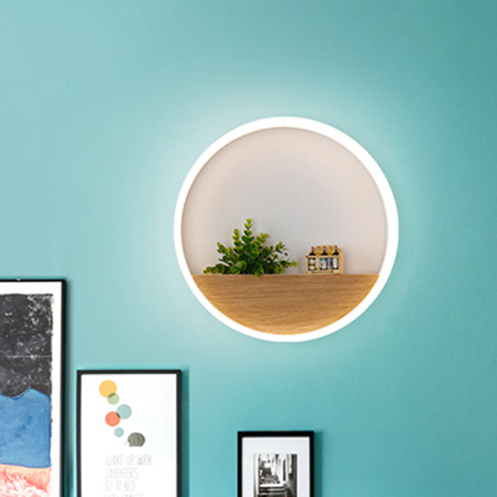 Lisslune | LED Acrylic Wall Light Simple White Round Living Room Plants Wall Mount Light, 8"/12"/16" Diameter