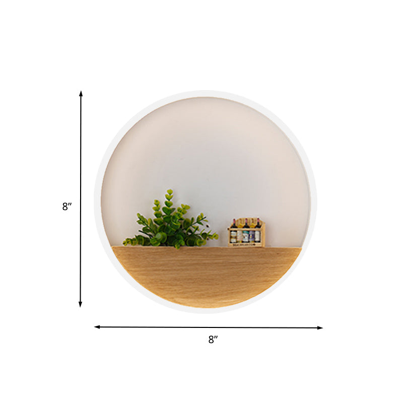 Lisslune | LED Acrylic Wall Light Simple White Round Living Room Plants Wall Mount Light, 8"/12"/16" Diameter