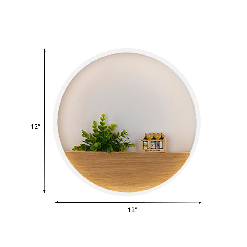 Lisslune | LED Acrylic Wall Light Simple White Round Living Room Plants Wall Mount Light, 8"/12"/16" Diameter