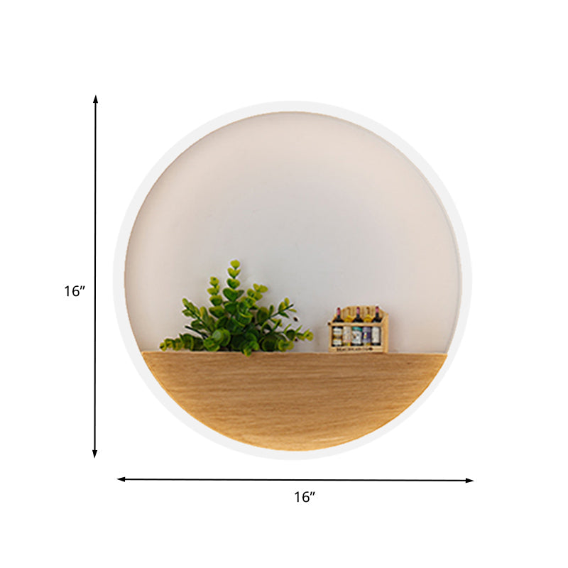 Lisslune | LED Acrylic Wall Light Simple White Round Living Room Plants Wall Mount Light, 8"/12"/16" Diameter