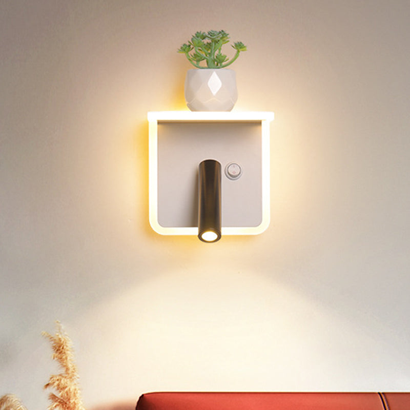 Lisslune | White LED wall light Minimalism Acrylic Round/Rectangle Wall Outdoor Light with Plant Decoration in Warm/White Light