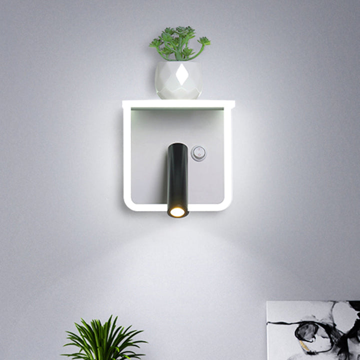 Lisslune | White LED wall light Minimalism Acrylic Round/Rectangle Wall Outdoor Light with Plant Decoration in Warm/White Light