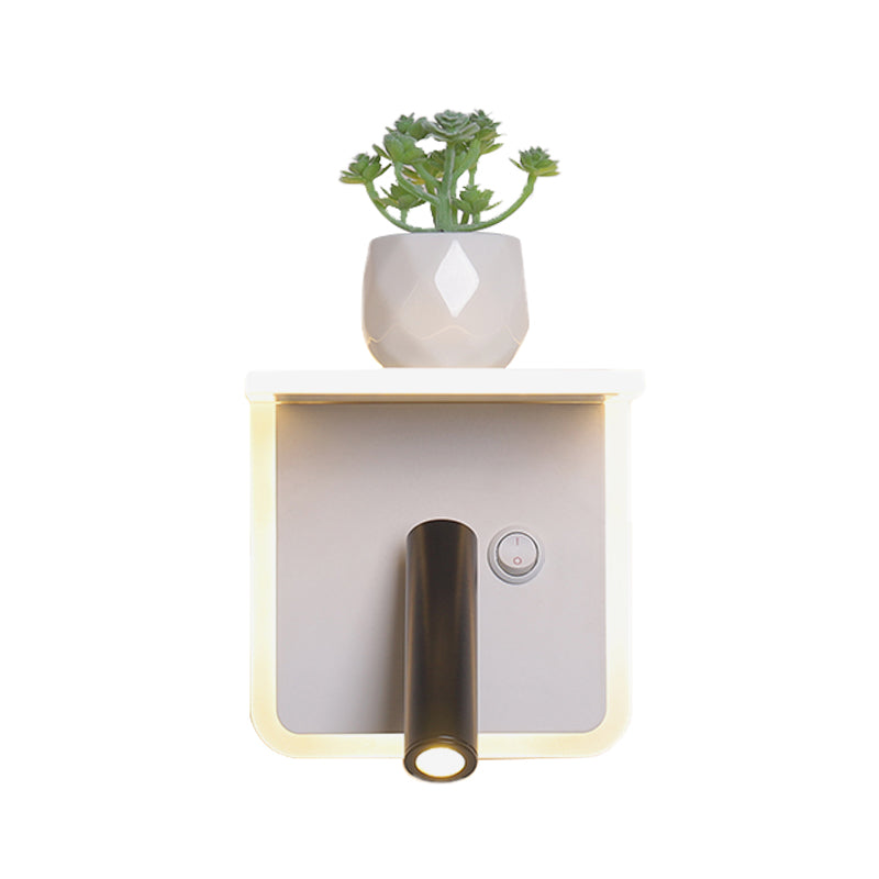 Lisslune | White LED wall light Minimalism Acrylic Round/Rectangle Wall Outdoor Light with Plant Decoration in Warm/White Light