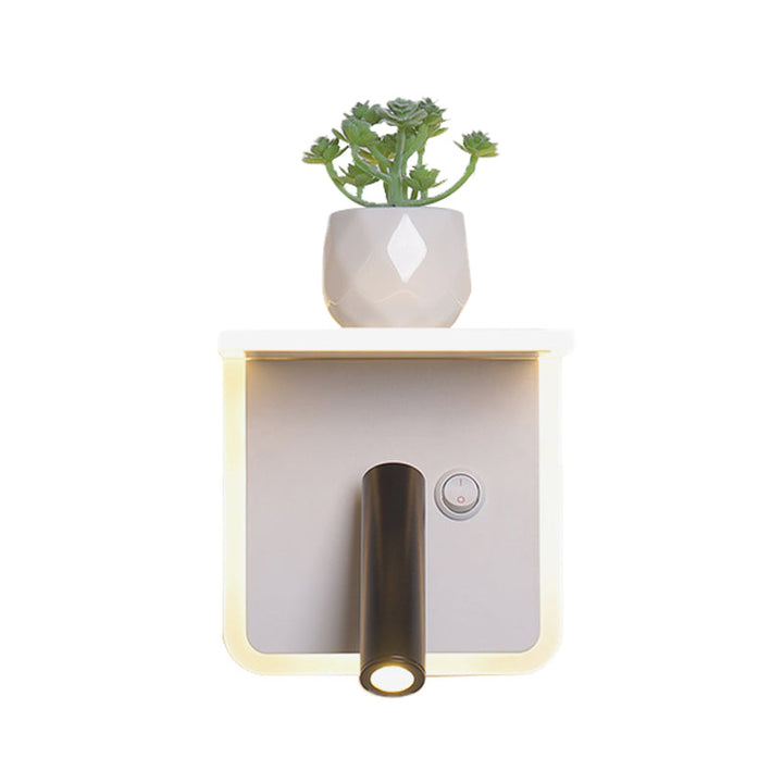 Lisslune | White LED wall light Minimalism Acrylic Round/Rectangle Wall Outdoor Light with Plant Decoration in Warm/White Light