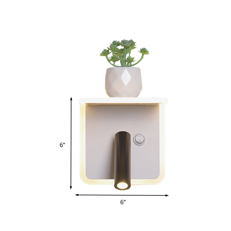 Lisslune | White LED wall light Minimalism Acrylic Round/Rectangle Wall Outdoor Light with Plant Decoration in Warm/White Light