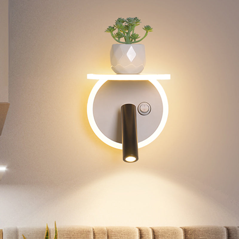Lisslune | White LED wall light Minimalism Acrylic Round/Rectangle Wall Outdoor Light with Plant Decoration in Warm/White Light
