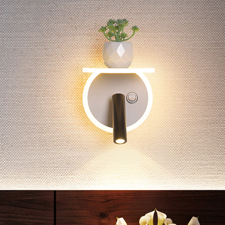 Lisslune | White LED wall light Minimalism Acrylic Round/Rectangle Wall Outdoor Light with Plant Decoration in Warm/White Light
