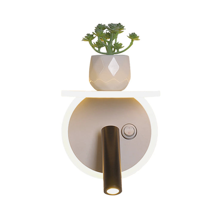 Lisslune | White LED wall light Minimalism Acrylic Round/Rectangle Wall Outdoor Light with Plant Decoration in Warm/White Light