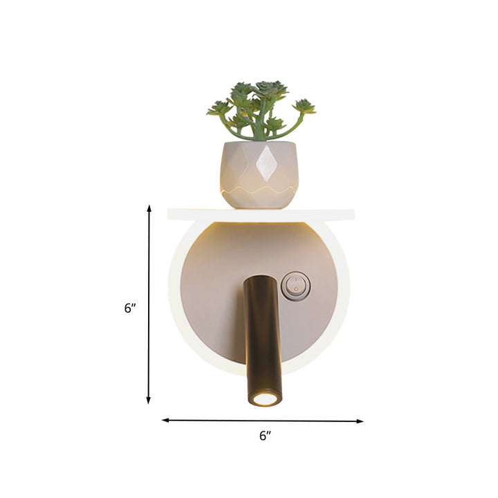 Lisslune | White LED wall light Minimalism Acrylic Round/Rectangle Wall Outdoor Light with Plant Decoration in Warm/White Light
