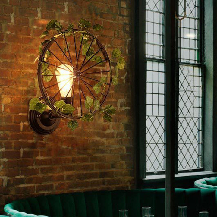 Lisslune | 1 Light Wall Lighting Fixture Industrial Diamond / Globe / Square Metal LED Wall Lamp Sconces in Black with Plants